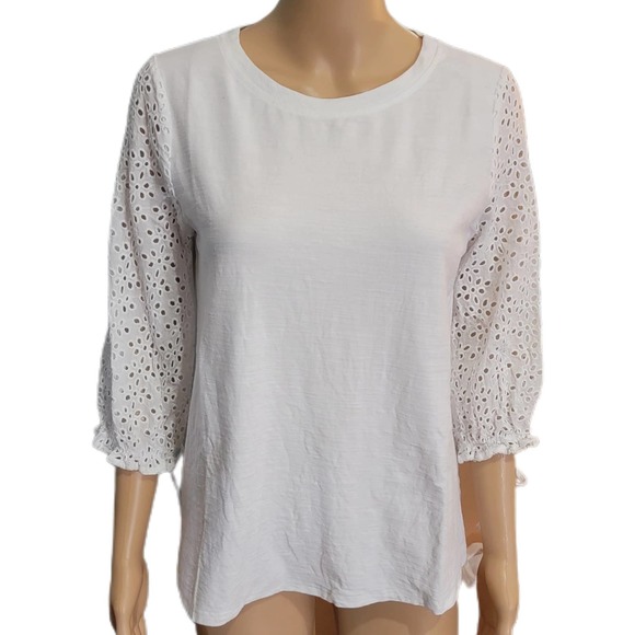 Doe & Rae Tops - Doe + Rae White top crochet sleeves small